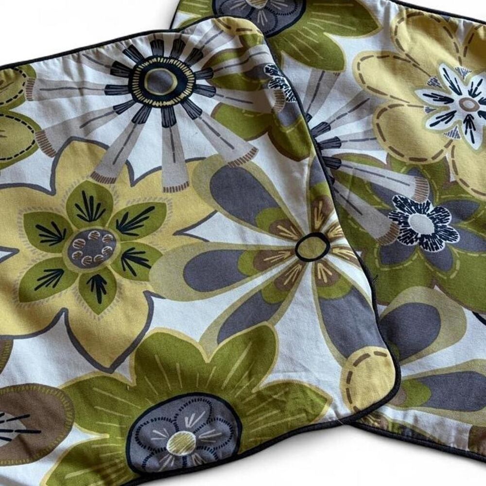Ashley Furniture 20” x 20” Canvas Zip Pillow Cases Charcoal Cream Yellow Green